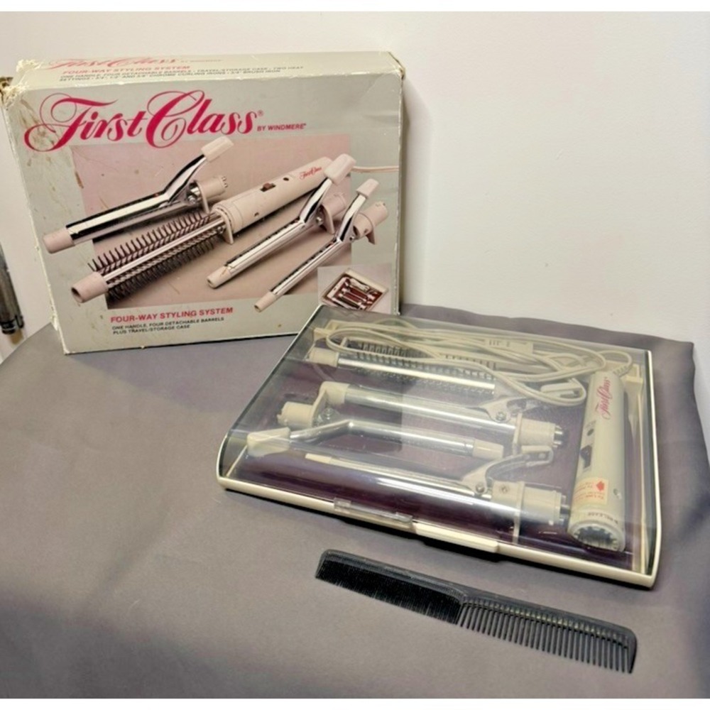 Vtg First Class by Windmere Hair STYLING SYSTEM Curling Iron 4 Barrels Case‎